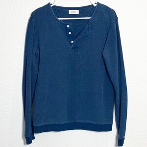 🔥 Saturdays New York City blue long sleeve Henley waffle shirt Small